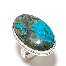 Natural Chrysocolla Gemstone Handmade 925 Sterling Silver Gift Ring Size 9 Y381