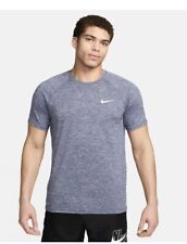 Nike Men's Heathered Short-Sleeve Hydroguard Swim Midnight Navy Shirt Men L