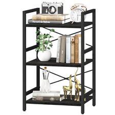 Bookshelf Small Book Shelf, Solid Industrial Shelf Bookcase, 3 Tier Black - Warner Robins - US