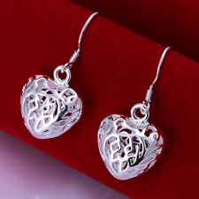 925 Sterling Silver Filled Heart Dangle Drop Earrings Women Fashion Earrings