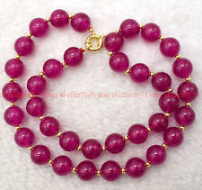 Pretty 10mm Natural Rose Red Jade Round Gemstone Beads Necklace Jewelry 20 AAA+"