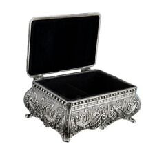 Antique Metal Jewellery Organiser with Metallic Floral Engraved Jewelry Box