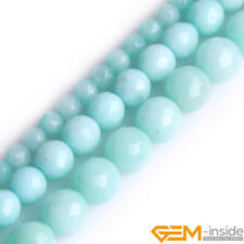 Sky Blue Jade Gemstone Faceted Round Beads For Jewelry Making 15 4mm 6mm 8mm"