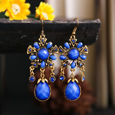 Women Drop Dangle Bohemia Earrings Ethnic Long Gemstone Oil Drip Tassel Jewelry