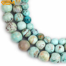 Peru Blue Turquoise Natural Round Precious Gemstone Beads Making Jewelry Strand