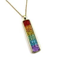 Rainbow Glitter Wizard of Oz Necklace Pendant - Gay Pride Jewelry Choose Finish