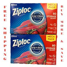 2X Ziploc Quart Food Storage Bags, Grip 'n Seal Technology X Easier Grip 80ct Ea