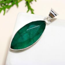 Emerald Gemstone Pendant Handmade Jewelry 925 Sterling Silver Pendant For Her