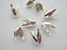 20 Bead Caps Silver Plated Flower Petal 12mm Bead Ends Wraps Jewellery Making