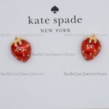 Cute Red Enamel Stud Post Earrings Gold Tone small mini strawberry women jewelry