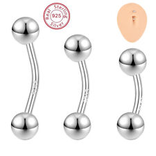 1 Pc 925 Sterling Silver Curved Barbell Belly Ring Eyebrow Rook Navel Piercing