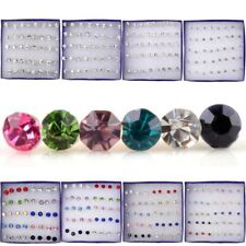 2024 Fashion 20 Pairs/set Crystal Ear Stud Earrings Women Wedding Jewelry Gift