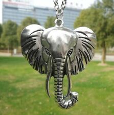 X LARGE 3D ELEPHANT HEAD pendant 20 925 Sterling Silver Necklace men women Gift"