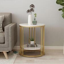 2-tier White Marble Side Table Round Coffee Table Nightstand Jewellery Storage - Toronto - Canada