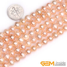 Natural 7-8mm Freshwater Pearl Near Round Beads For Jewelry Making Strand 15 YB"