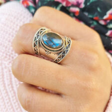 Fashion 925 Silver Turquoise Rings for Women Wedding Jewelry Ring Gift Size 6-10