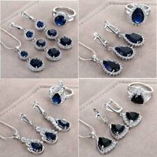 Cubic Zirconia 925 Silver Wedding Jewelry Set Ring Earrings Necklace Party Gift