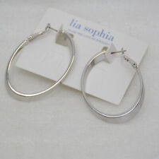 lia sophia woman jewelry unique polished silver tone hoop earrings drop dangle