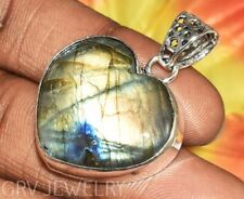 Heart Shape Labradorite Gemstone Pendant 925 Sterling Silver Plated FP-25