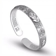 Mens Women Vintage Open Bangle Thai Silver Handmade Cuff Bracelet Jewelry Gift