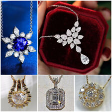 Elegant Women 925 Silver Filled,Gold Necklace Pendant Girls Cubic Zircon Jewelry