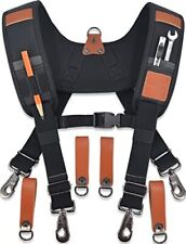 Heavy-Duty leather tool belt suspenders, Leather tool bag suspenders, Carpent...