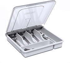 Utensil Holder For Countertop With Lid Plastic Silverware Tray For Drawer White - Toronto - Canada