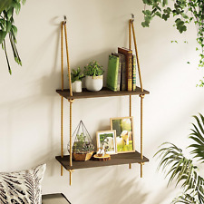 Hanging Wall Shelves,Swing Rope Floating Shelf,2 Tier Bamboo Hanging Storage She - Toronto - Canada