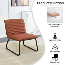 Armless sofa chair with Black metal legs and PU backrest，Brown Minimalist - Braselton - US