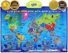 Interactive World Geography Map Poster Smart Talking Learn Flags Population Fact - Miami - US