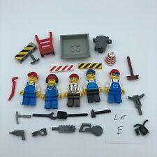 LEGO 5 construction workers minifig lot with tools accessories city town lot E