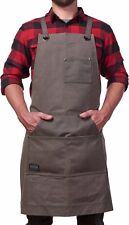 Hudson Durable Goods Crossback Heavy Duty Waxed Canvas Work Apron - Grey