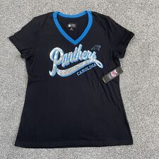 NFL TEAM APPAREL Carolina Panthers Women's Soft V Neck T-Shirt Black Size XL New