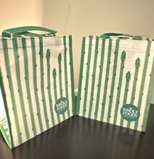 Whole Foods Reusable Shopping Bags Small Asparagus Print New Set Of 2