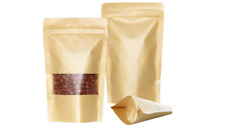 SumDirect Kraft Food Bags with Windown - Resealable Kraft Stand Up Pouches