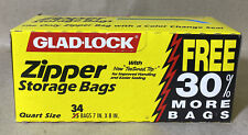 Vintage Glad Lock Quart Size Ziploc Bags W/Color Change Seal - NEW!!