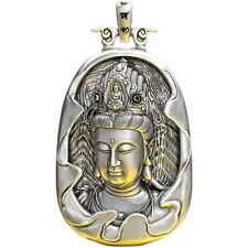 Men's Buddhist Amulet Stainless Steel Buddha Necklace Pendant Jewelry w/Chain