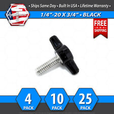 1/4-20 x 3/4" Thumb Screw Stainless Steel - Black Tee / Wing Knob - USA - Ringwood - US"