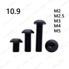 Black 10.9 Steel Hex Socket Button Head Screws Allen Bolts M2 M2.5 M3 M4 M5 - CN