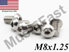 M8x1.25 Button Head Socket Cap Screw 10mm-40mm Stainless Steel ISO: 7380 A2 18-8 - Sanford - US